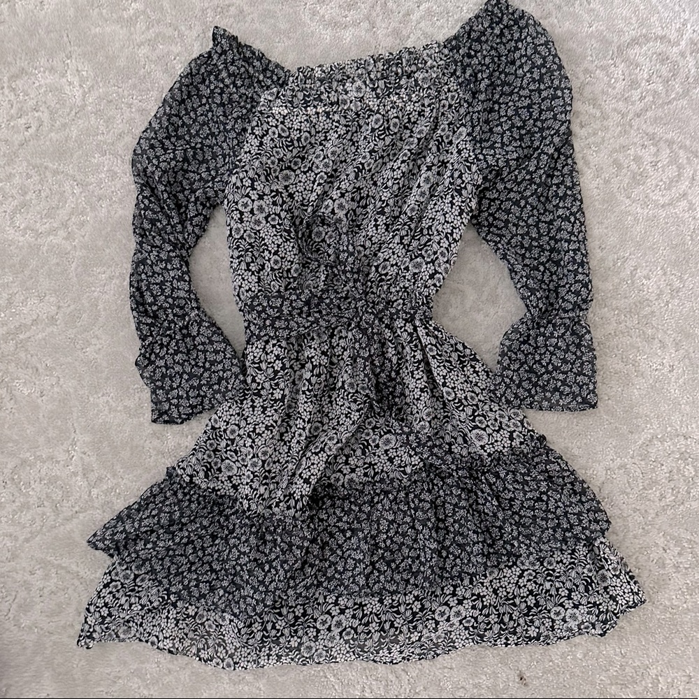 Loft off shoulder tie waist dress